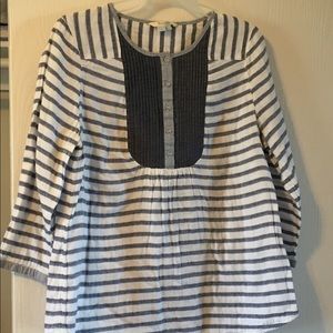 Boden 3/4 Sleeve Striped Cotton Blouse